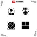 Pictogram Set of 4 Simple Solid Glyphs of user, user, services, prize, group