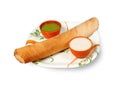 Group of South Indian food like Paper Masala Dosa dhosa, Idli or idly, Wada or vada Medu Vada, sambhar, sambar and coconut Royalty Free Stock Photo