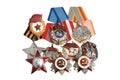 Group of Soviet orders and awards isolated