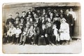 Group of soviet railwaymen with their families Royalty Free Stock Photo