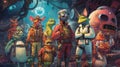 A group of space pirates with alien animal companions