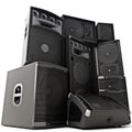 Group of speakers ,Powerful ,loud or abused concept.