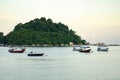 Speed boat for island hoping activities moored Royalty Free Stock Photo