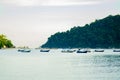 Speed boat for island hoping activities moored Royalty Free Stock Photo