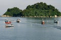 Speed boat for island hoping activities moored Royalty Free Stock Photo