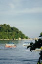 Speed boat for island hoping activities moored Royalty Free Stock Photo