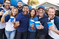 Group Of Sports Fans Tailgating In Stadium Car Park Royalty Free Stock Photo