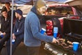 Group Of Sports Fans Tailgating In Stadium Car Park Royalty Free Stock Photo