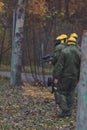 Group of sportsmen on start of paintball mission Royalty Free Stock Photo