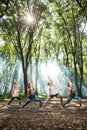 Group of sporty persons doing exercises in nature