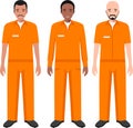 Group of Standing Prisoner Person in Traditional in Prison Clothes Character Icon in Flat Style. Vector Illustration Royalty Free Stock Photo