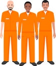 Group of Standing Prisoner Person in Traditional in Prison Clothes Character Icon in Flat Style. Vector Illustration Royalty Free Stock Photo