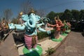 Group of Statues Ganesha an outdoor in a temple in Thailand.