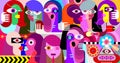 Group of strange people vector illustration Royalty Free Stock Photo