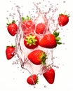 Group of Strawberries Splashing Into Water Royalty Free Stock Photo