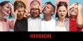 Group of stressed people having headache