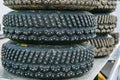 Group of studded snow tires for rally for use in winter rally stages