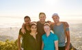 Group of student friends on a nature hike together Royalty Free Stock Photo