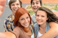 Group of student teenage friends taking selfie Royalty Free Stock Photo