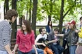 Group of student on weekend. Music Royalty Free Stock Photo