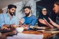 Students of diverse ethnic learning at home. Learning and preparing for university exam, selective focus Royalty Free Stock Photo