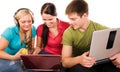 Group of students doing home work Royalty Free Stock Photo