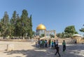 A group of students in front of Dome of the Rock and the Arches of the Haram al Sharif on the Temple Mount Royalty Free Stock Photo