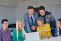 Group of students getting suppport from teacher Royalty Free Stock Photo