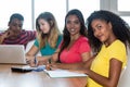 Group of students from India, Brazil, Germany and USA Royalty Free Stock Photo