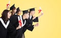 Students Running and Celebrating Graduation Royalty Free Stock Photo