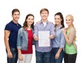 Group of students showing test result