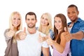 Group of students showing thumbs up Royalty Free Stock Photo