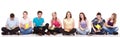 Group of students sitting on the floor Royalty Free Stock Photo