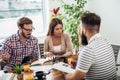 Group of students study at home. Royalty Free Stock Photo