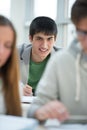 Group of students studying together Royalty Free Stock Photo