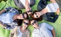 Group of students or teenagers lying in circle Royalty Free Stock Photo