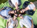 Group of students or teenagers lying in circle Royalty Free Stock Photo