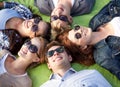Group of students or teenagers lying in circle Royalty Free Stock Photo