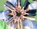 Group of students or teenagers lying in circle Royalty Free Stock Photo