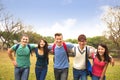 group of students walking together Royalty Free Stock Photo