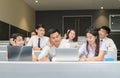 Group of students working with laptop Royalty Free Stock Photo