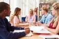 Group Of Students Working Together In Library With Teacher Royalty Free Stock Photo