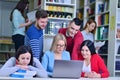 Group Of Students Working Together In Library With Teacher Royalty Free Stock Photo