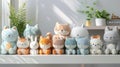 Group of Stuffed Animals on Table Royalty Free Stock Photo