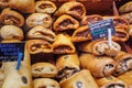 Group of Stuffed Sandwiches with Olives, Eggplant and Other Vegetables on the Counter for Sale