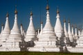 Group of stupas in Sanda Muni Paya temple of Myanmar. Royalty Free Stock Photo