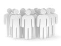 Group of stylized blank people stand on white