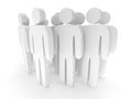 Group of stylized blank people stand on white