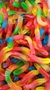 Sugar coated sour tasting colorful gummy worms