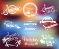 Group of Summer Labels on Blurred Background